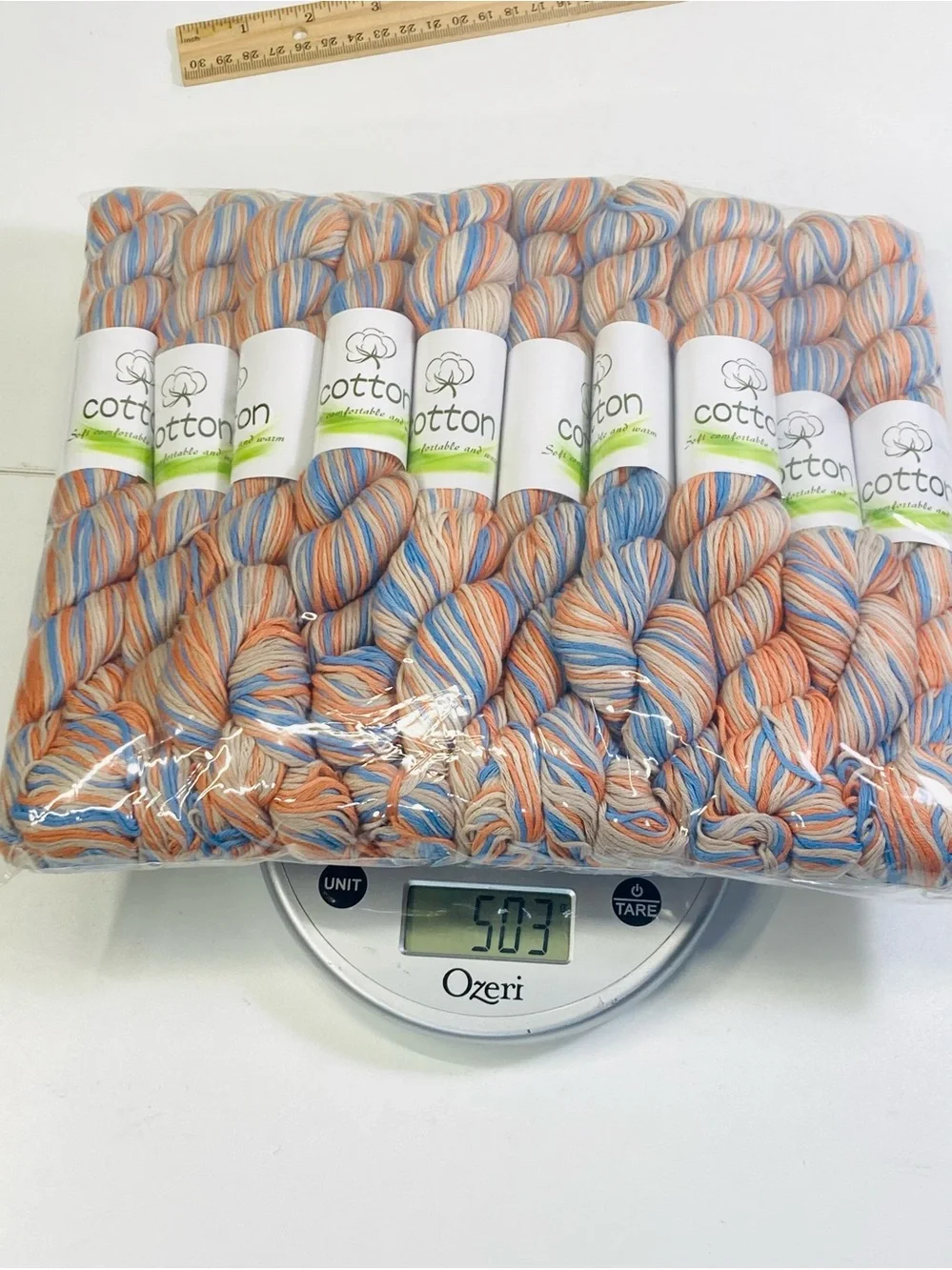 10 NEW (~500g total, ~50g ea.) 100% Cotton Variegated Hanks in Riverbed